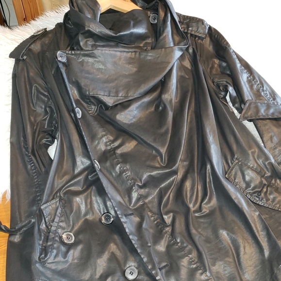 All Saints black jacket oilcloth / leather look - Picture 9 of 11